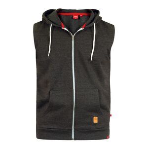 Duke Mens D555 Blake Kingsize Sleeveless Full Zip Hoodie / Charcoal Melange